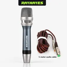 Microfone Dinâmico Metálico 5m Cabo XLR Redução Ruído para KTV Live Mesa de Som