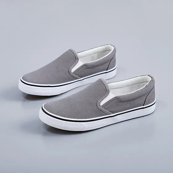 Cinza deslizamento-em sapatos de lona masculino feminino moda casais sola de borracha sapatos femininos exclusivos sapat