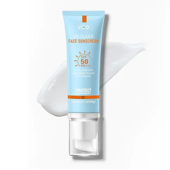 Protetor solar VGOClearFace SPF50, essência hidratante com sensação não pegajosa, protetor solar em tamanho de viagem, p