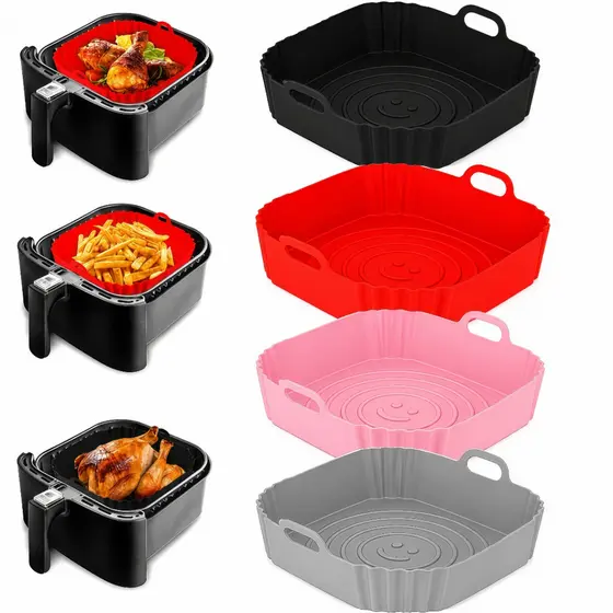 Forma de Silicone Quadrada para Airfryer 20cm Fritadeira Elétrica 4-6 Litros