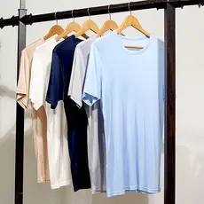 C83 Chamixia malha de seda topo Casual solto camiseta masculina cor sólida em torno do pescoço seda amoreira pai usar ca
