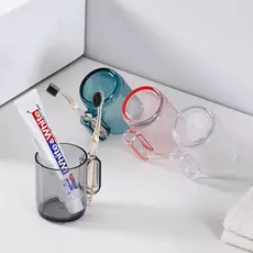 Transparente transparente estilo japonês redondo fivela de cabeça para baixo simples copo de lavagem doméstica copo de e