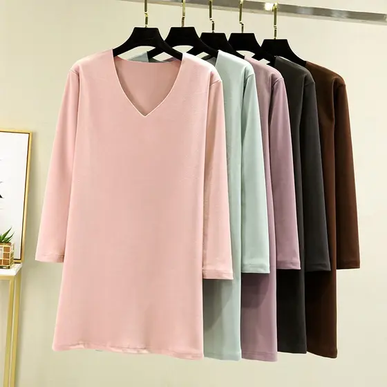 Camisola de manga comprida de lã alemã feminina outono inverno forro de lã vestido Homewear J Base de tamanho grande que