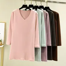 Camisola de manga comprida de lã alemã feminina outono inverno forro de lã vestido Homewear J Base de tamanho grande que
