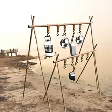Acampamento ao ar livre acampamento liga de alumínio tripé portátil dobrável rack secagem acampamento pendurado objeto c