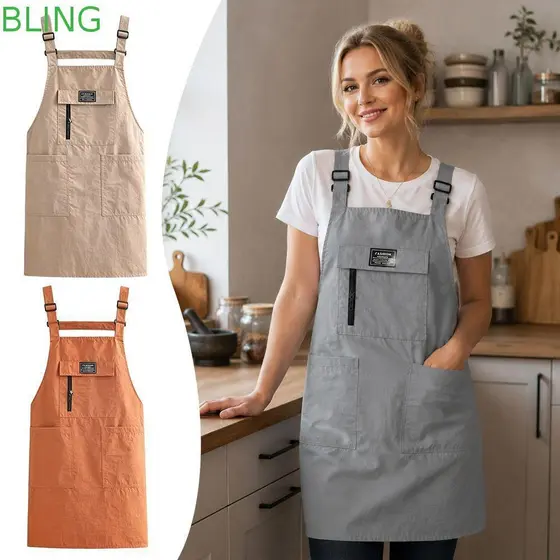 Avental de Cozinha BLING, Avental de Chef Impermeável e Anti-Manchas, Avental de Cozinha Ajustável, Respirável e Resiste