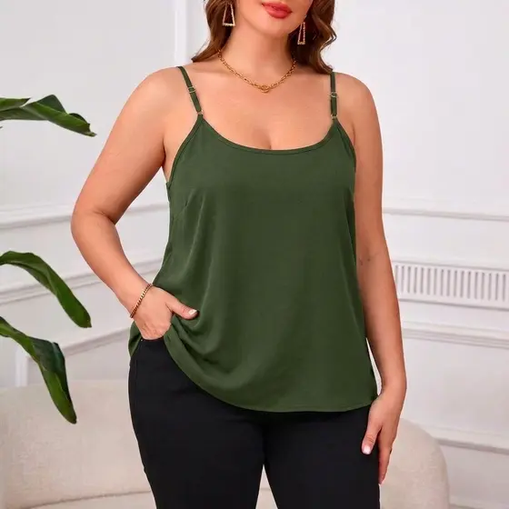 Blusa Feminina Regata Plus Size Alça Fina Regulável Tecido Viscose G1 ao G4 Elegante