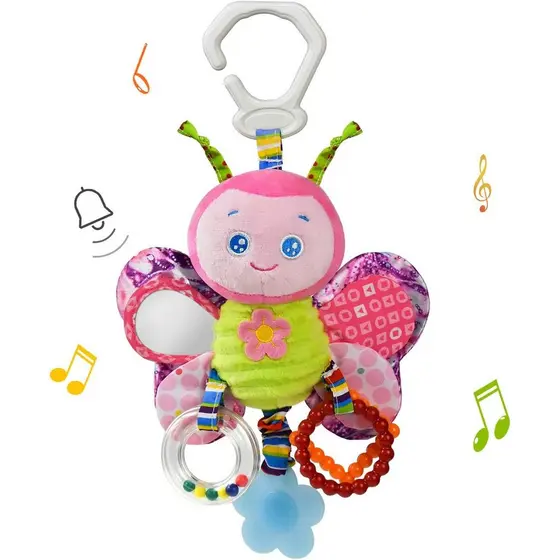 Chocalho para bebê com mordedor, sino para carrinho de bebê, adequado como presente para bebês a partir de 3 meses (Borb