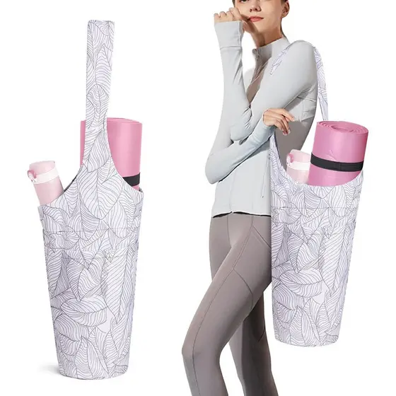 Bolsa para Tapete de Yoga IwIeIaIrIa para Mulheres com Bolso Grande e Bolso com Zíper, Suporte para Transporte de Tapete