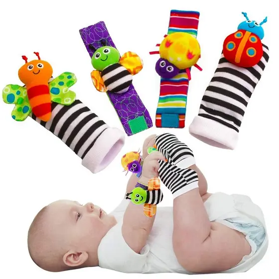 Meias Chocalho para Bebês de 3 a 12 Meses, Brinquedo Educativo para Meninas e Meninos