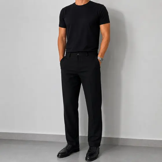 Calça Social Preta Masculina Que Não Amassa Luxo Escritório
