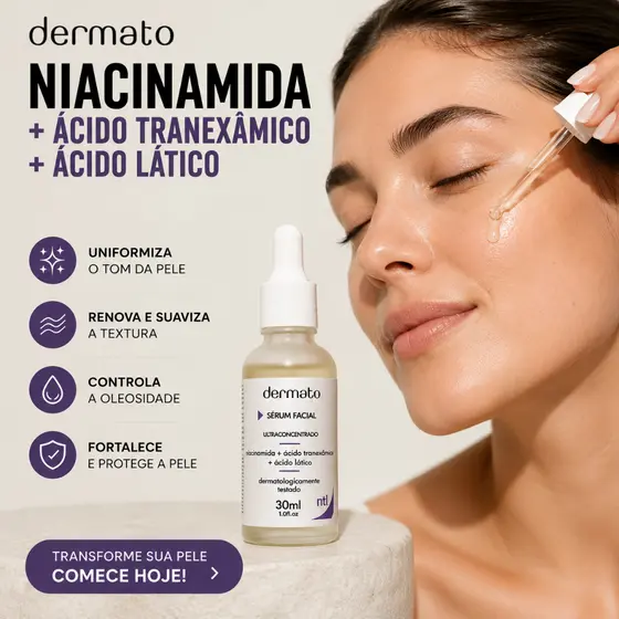 Sérum Facial Ultra Concentrado 30ml Dermato | Niacinamida, Ácido Tranexâmico + Ácido Lático | Skincare