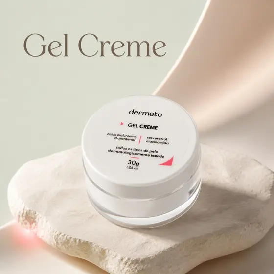 Gel Creme Facial Dermato 30g | Ácido Hialurônico, Niacinamida, Resveratrol e D-Pantenol | Hidratação e Cuidado da Pele