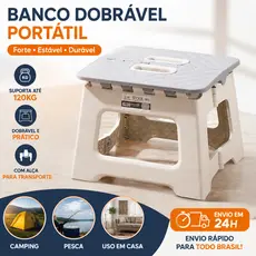 Banquinho Portátil Dobrável Banqueta Alça de Transporte PP Reforçado Portátil Casa Camping Pesca Banco