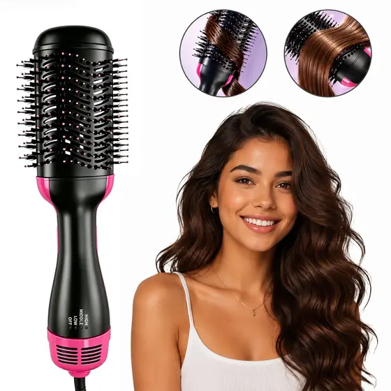Escova Secadora Alisador Elétrica Quente Cabelo Com 3 Em1 Hair Styler Secar, alisar e dar volume ao cabelo 110V