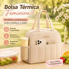 Bolsa Térmica Feminina Lancheira para Marmita Trabalho com Alça Estilosa