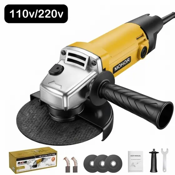 Esmerilhadeira Angular 1100W 115mm Profissional Lixadeira Elétrica para Corte Desbaste Lixamento e Polimento
