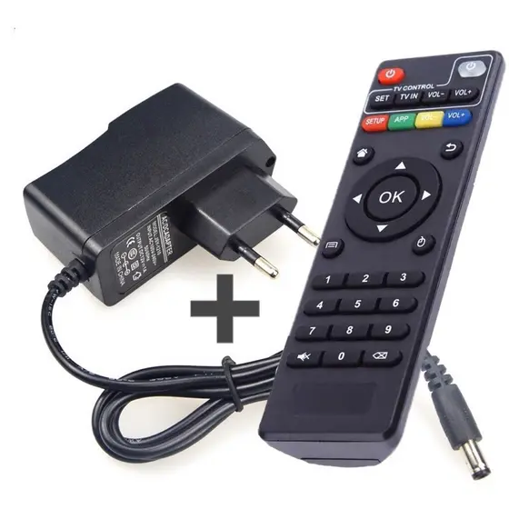 kit 2: Controle remoto universal Para TV Box e fonte de alimentação 5v2a