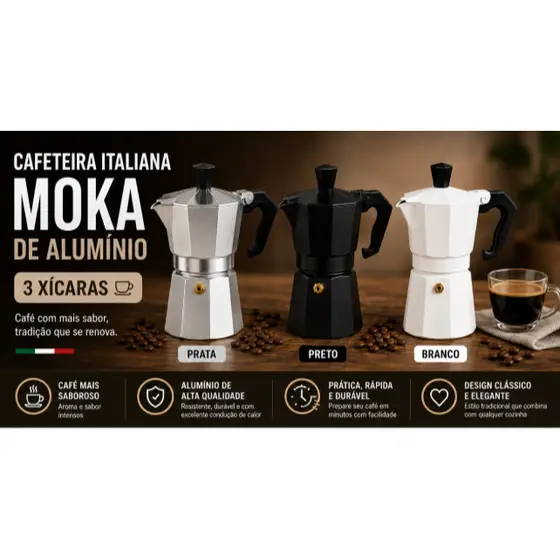 Cafeteira Italiana Moka 6/3 Xícaras De Alumínio