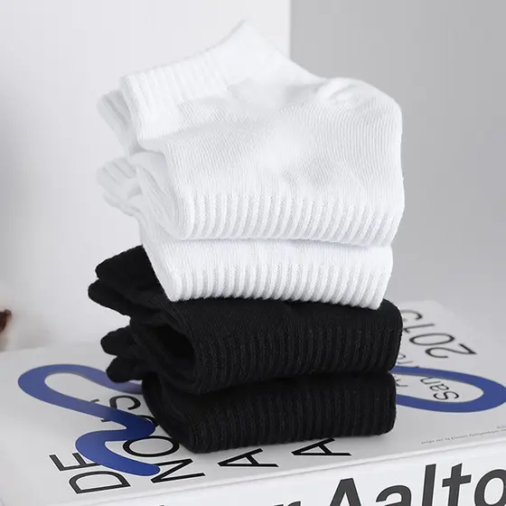 Meias Masculinas De Verão De Corte Baixo (Preto/Branco) Casual Elegante Atlético