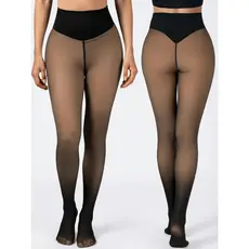 MMeia-calça térmica alta cintura feminina, forrada aconchegante para inverno