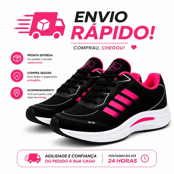Tênis Feminino Esportivo Masculino Confortável Leve Respirável Calce Facil Academia Dia a Dia Macio