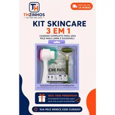 Kit Skincare 3 em 1 Escova Facial + Rolo Massageador + Adesivo Acne Estrela