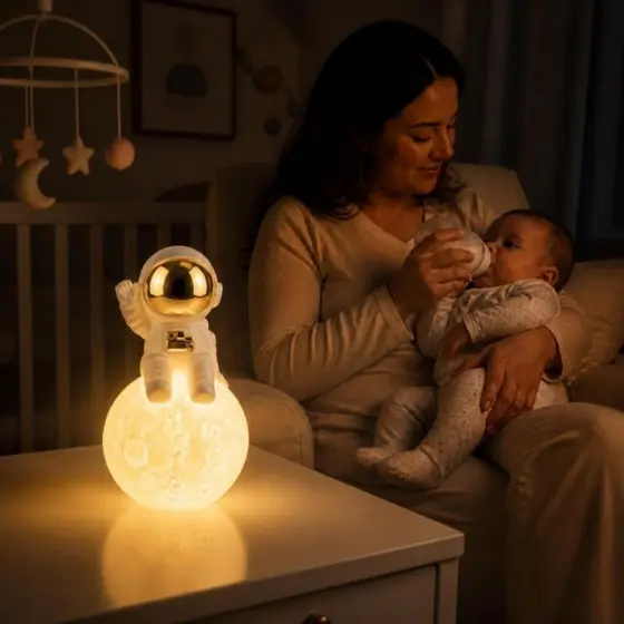 Abajur Luminária Astronauta 12cm  LED Sem Fio com Bateria Inclusa quarto infantil Lua