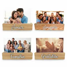 Porta Retrato Decorativo Letreiro Amor Família Amizade Gratidão Foto 10x15 Valor 1 unidade Acompanha acrílico
