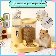 Dispenser de Água e Ração para Hamster 2 em 1 Automático com Bico Inox
