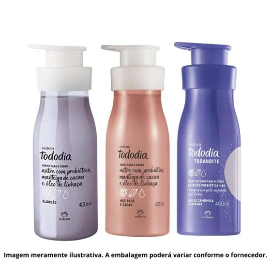 Kit Natura Tododia – 3 Cremes Corporais Hidratantes de 400ml