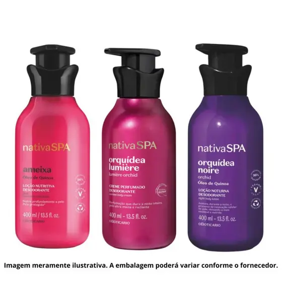Kit Nativa Spa 3 Unidades para Nutrição Maciez e Perfume Corporal 400ml