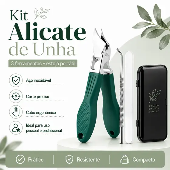 Kit Manicure e Pedicure para Unha Encravada com 3 Ferramentas