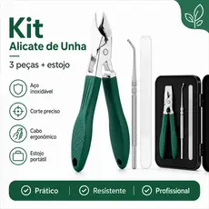 Kit Alicate para Unha Encravada com Limpador e Lixa Estojo para Manicure e Pedicure