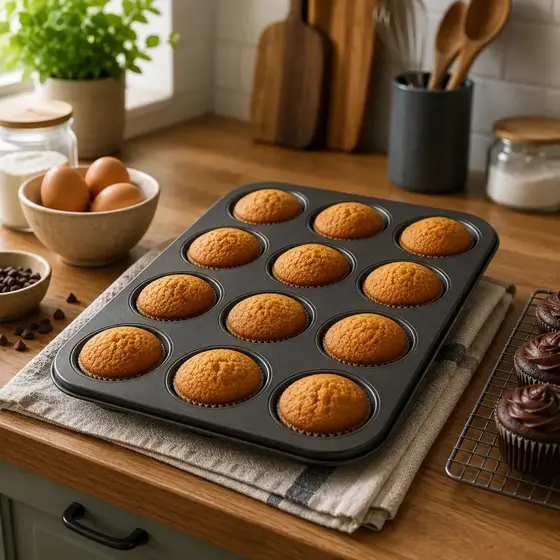 Forma Assadeira Cupcake Antiaderente 12 Cavidades Preto Preto