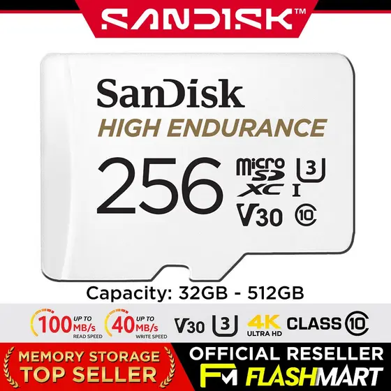 SanDisk Cartão MicroSD De Alta Resistência Segurança Dash Car Cam CCTV QQNR 32GB 64GB 128GB 256GB 512GB Flashmemory