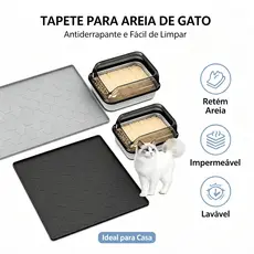Tapete para Areia de Gato Extra Grande, Antiderrapante, Impermeável e Fácil de Limpar para Caixa de Areia