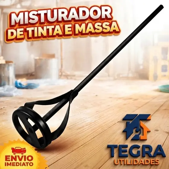 Misturador De Tinta E Massa Para Furadeira 52cm Aço Preto