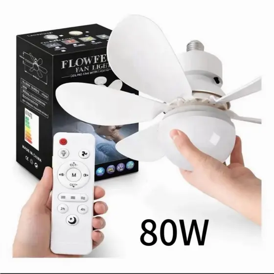 Ventilador de Teto Com Luz 80W Led 3 Tipos de Luz + Controle Remoto Ventilador C/ 6 Hélices Bivolt Quarto Sala