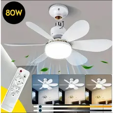 Ventilador de Teto com Luz LED 3 Tons Bivolt 80W Controle Remoto Plafon Luminária para Quarto Sala