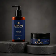 Kit Masculino Leave-in Hidratante Restaurador + Cera Modeladora Efeito Brilho Fixação Kron
