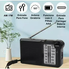 Rádio De Bolso Mini Portátil FM/AM 2 Bandas Retrô Kapbom Modelo KA-3323