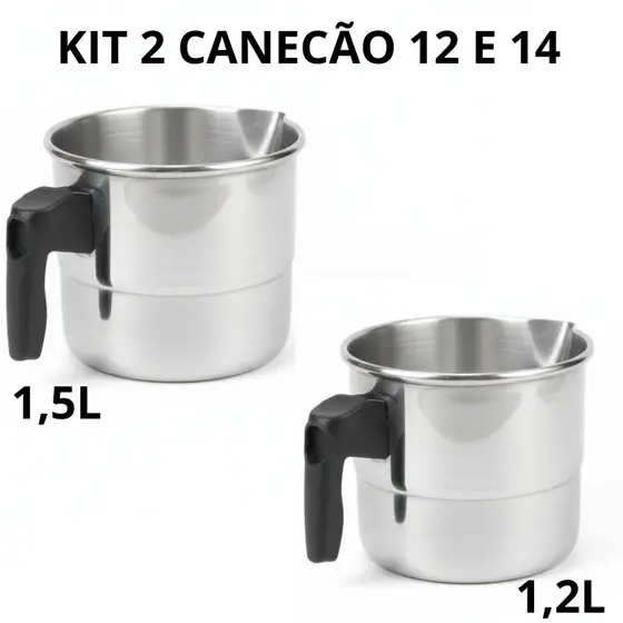 Conjunto de Canecão Leiteira Fervedor Polido 2 Pç. N 12/14-
