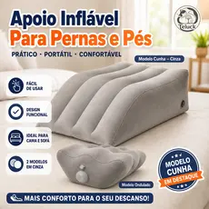 Almofada Inflável para Pernas e Pés Portátil Apoio Elevado Descanso Cinza 2 Modelos
