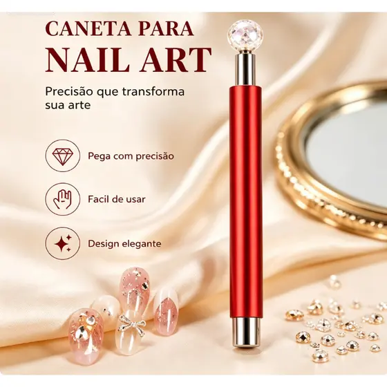 Kit Pincéis Decoração De Unhas Haste Vermelha Ferramentas Manicure Diy