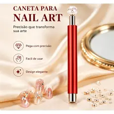 Kit Pincéis Decoração De Unhas Haste Vermelha Ferramentas Manicure Diy