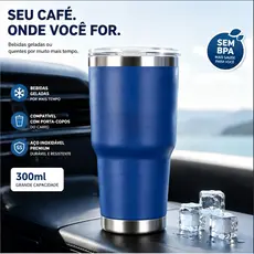 Copo Térmico 30oz Aço Inoxidável Para Carro, Tampa, Isolamento Térmico Para Bebidas Quentes e Frias, Portátil