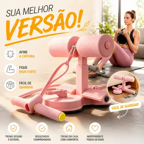 Aparelho Abdominal com Ventosa Forte, Apoio para Abdominal, Equipamento Fitness para Treino em Casa Rosa