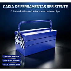 Caixa de Ferramentas de Aço Reforçada com Alça, Organizador Portátil para Garagem e DIY, Resistente e Prática