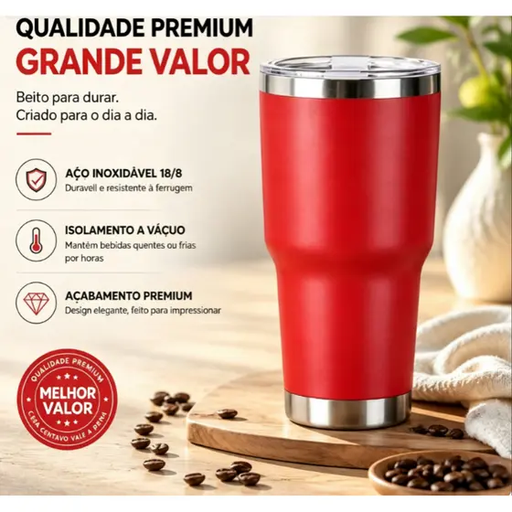 Copo Térmico 30oz Aço Inoxidável Para Carro, Tampa Transparente, Isolamento Térmico, Bebidas Quentes e Frias, Viagem